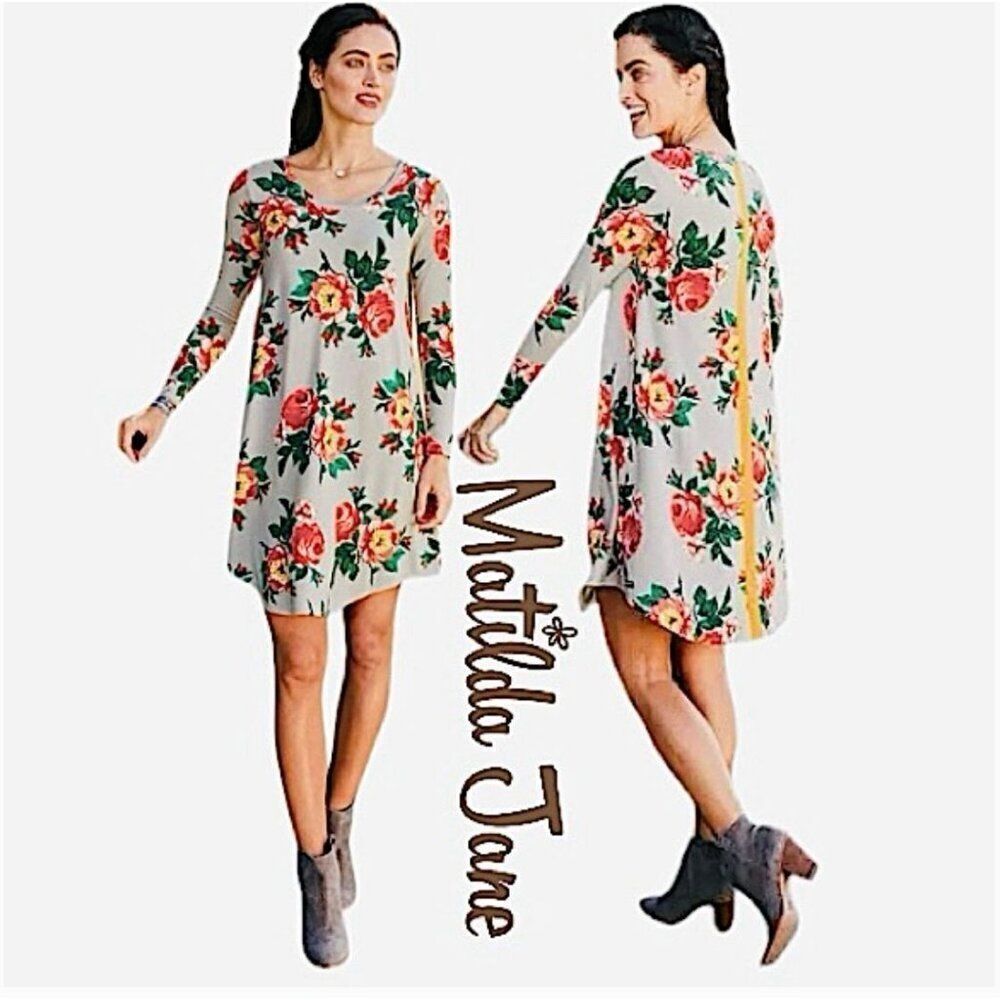 Matilda Jane "Say I'm A Dreamer" Floral Print Long Sleeve Dress, Medium